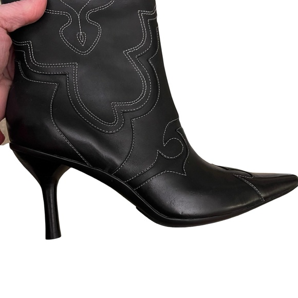 Deadstock Y2K Kenneth Cole Reaction Cos I’m Hot Cowboy Boots Black Leather 7.5 - Picture 12 of 15